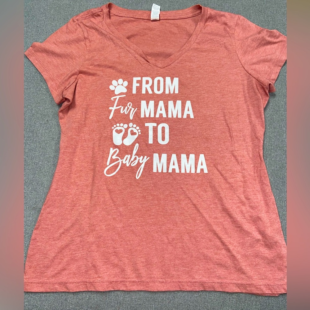 District Short Sleeve V Neck Graphic Tee From Fur Mama to Baby Mama